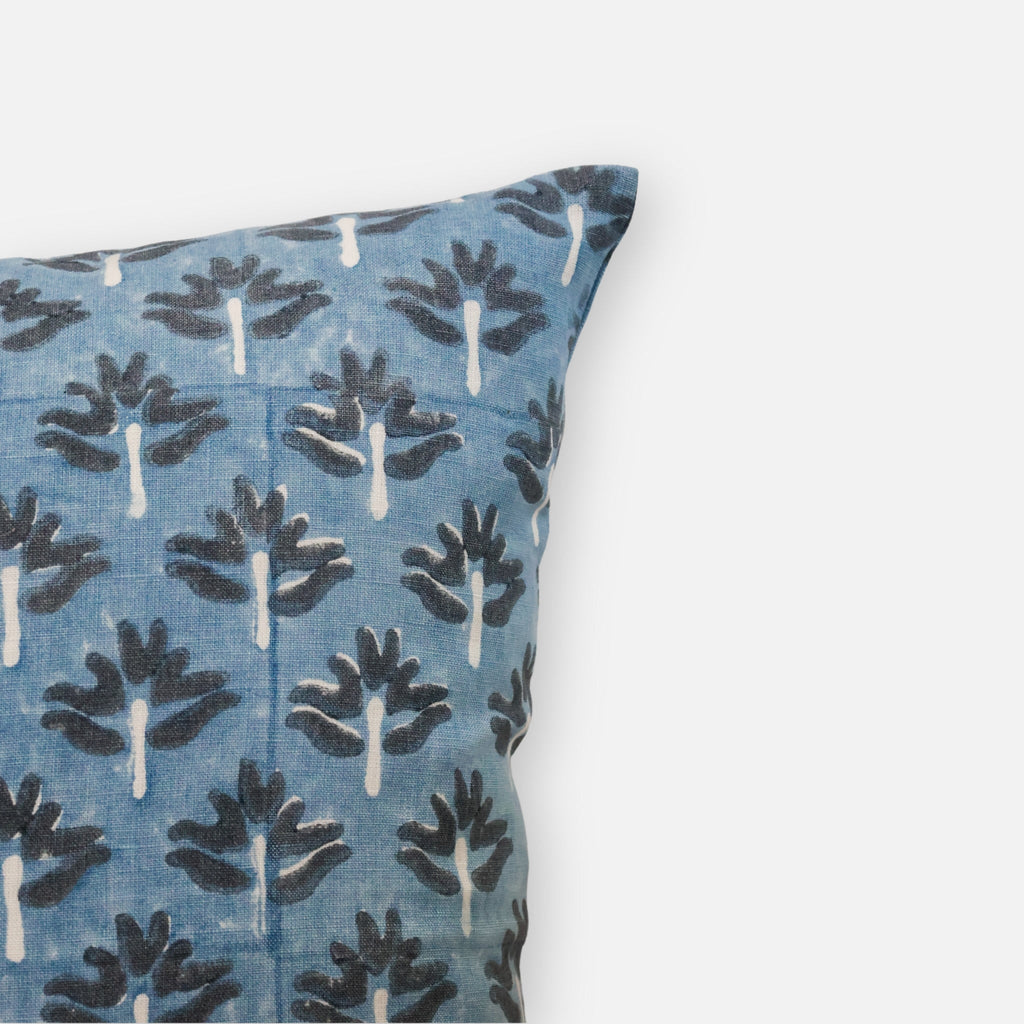 Zeenat Linen Lumbar Pillow Cover — Steel Blue