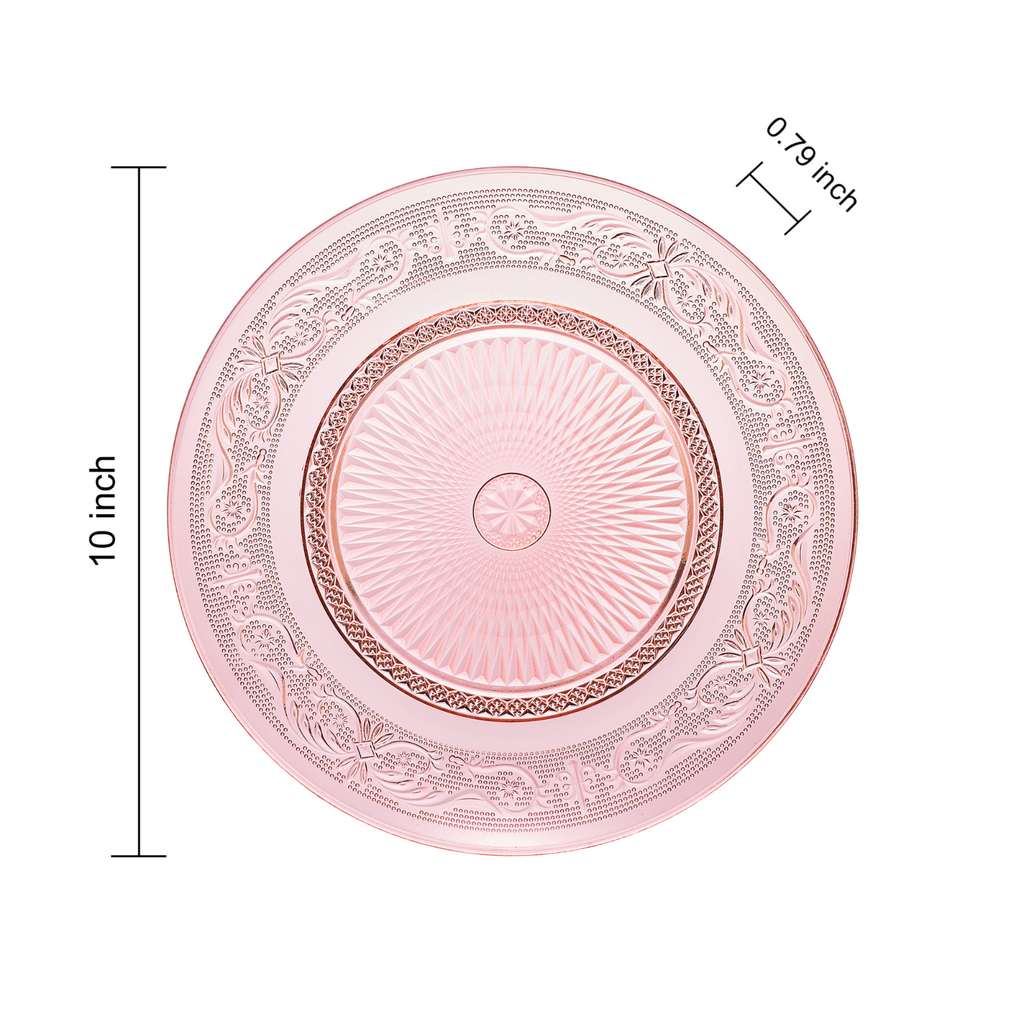 Blush Vintage Glass Plate, Set of 6