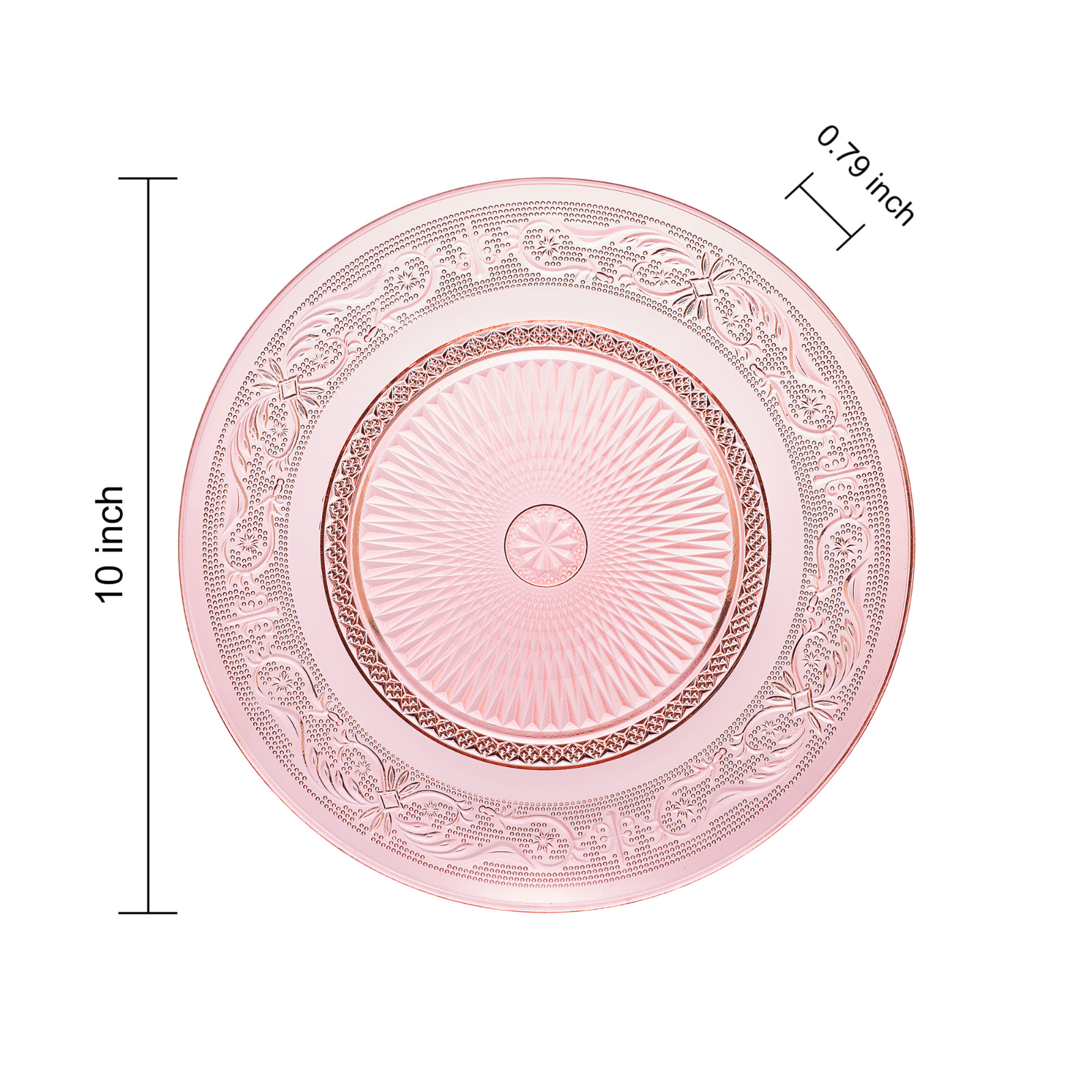 Blush Vintage Glass Plate, Set of 6
