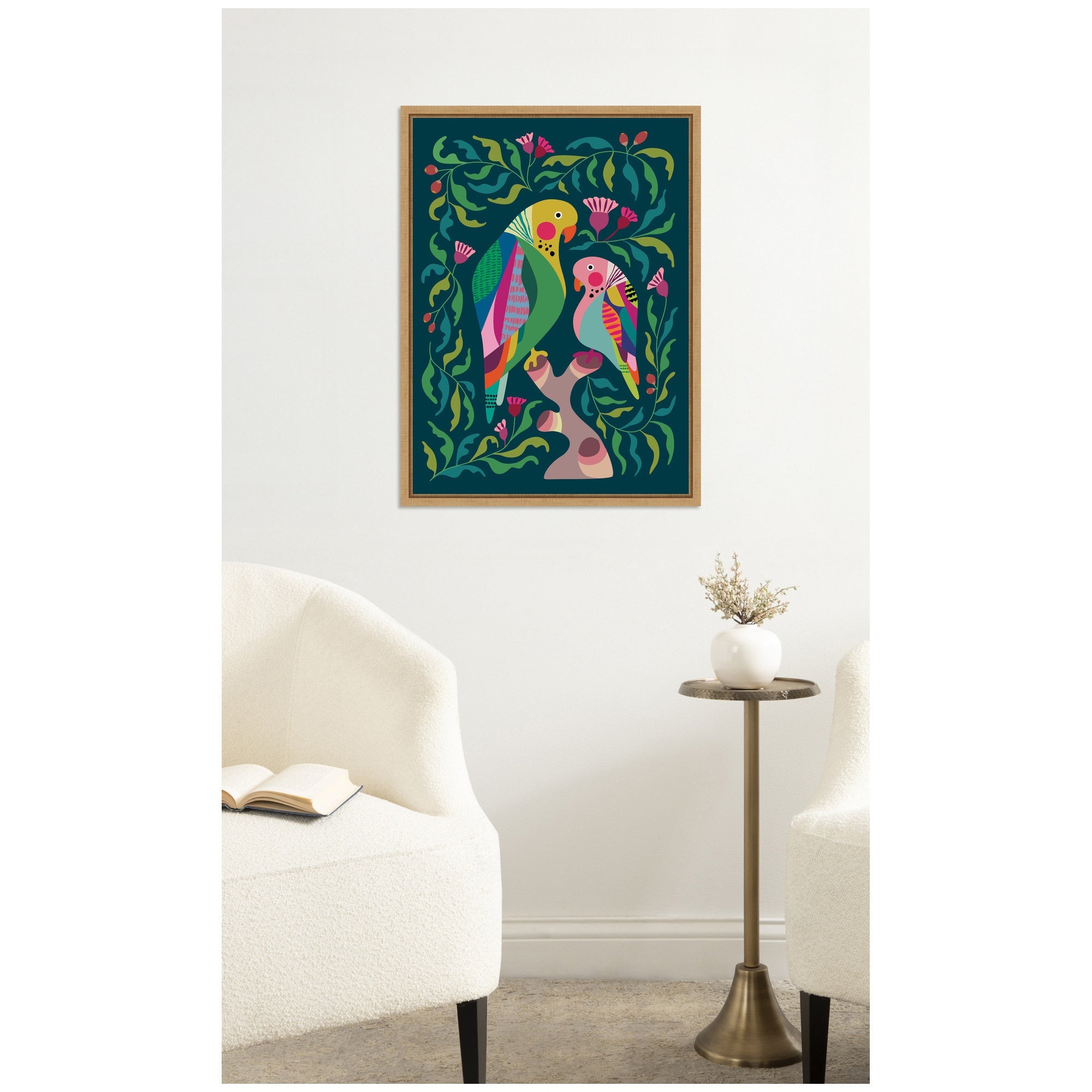Budgies Framed Canvas Art