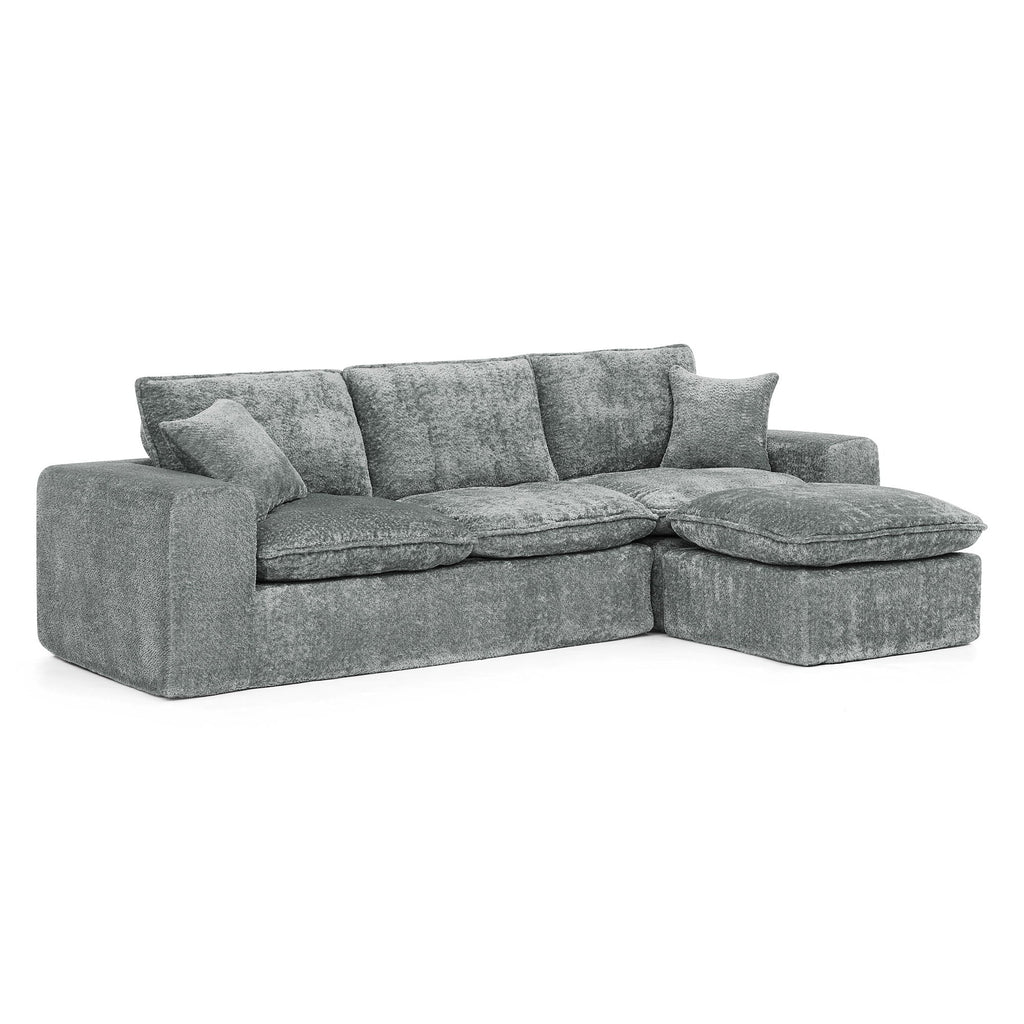Cloud-Comfort Modular Sectional Sofa with Moveable Ottoman