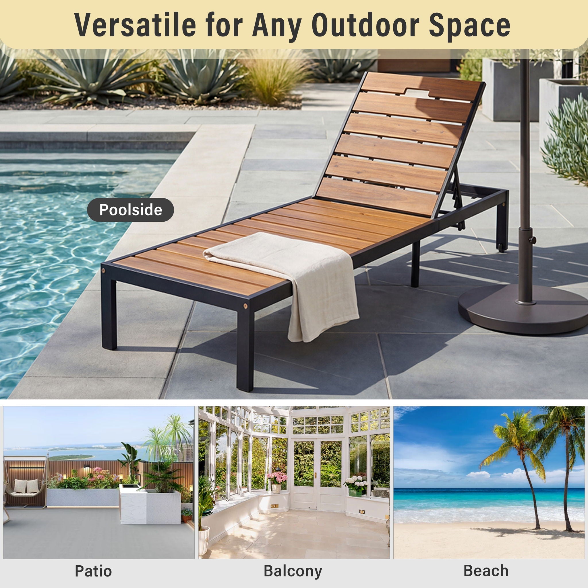 Outdoor Chaise With Adjustable Backrest