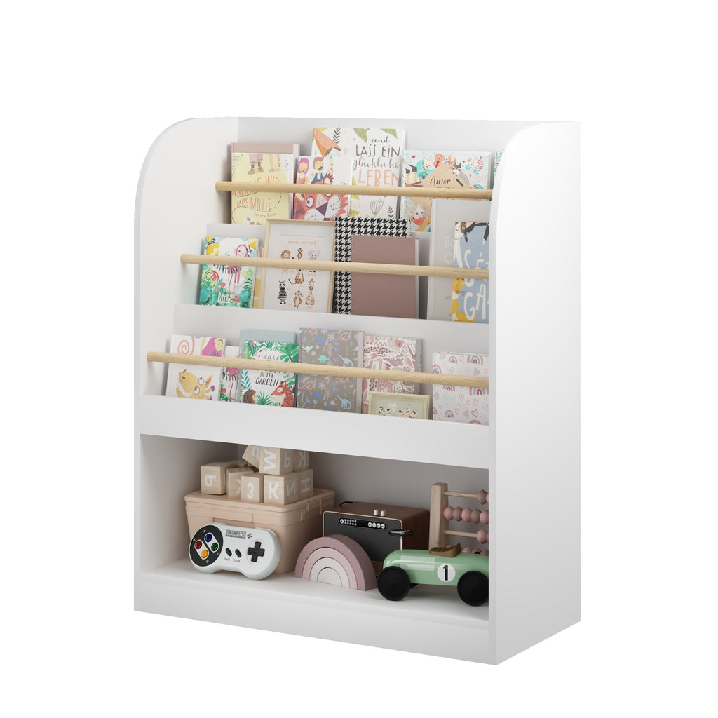 Kids Bookshelf with 3-Tier Front-Facing Display & Toy Storage