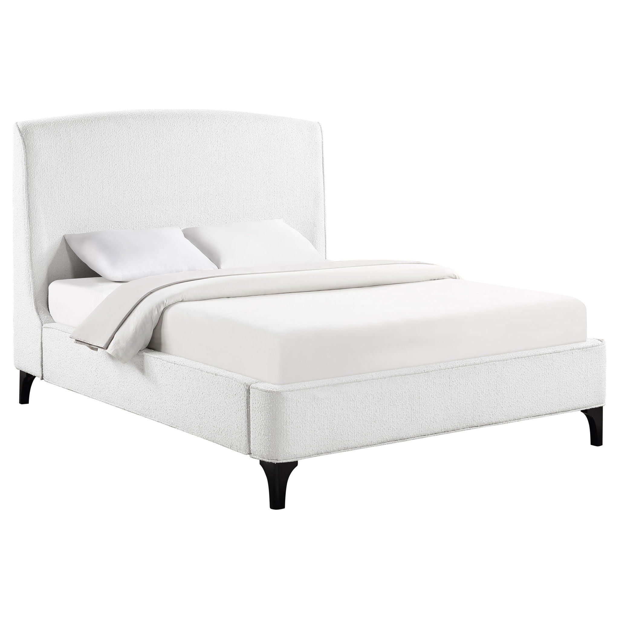 Bouclé Wingback Bed — Queen / Snow