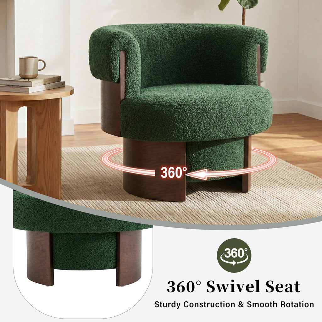 Curved Sculptural Swivel Barrel Chair