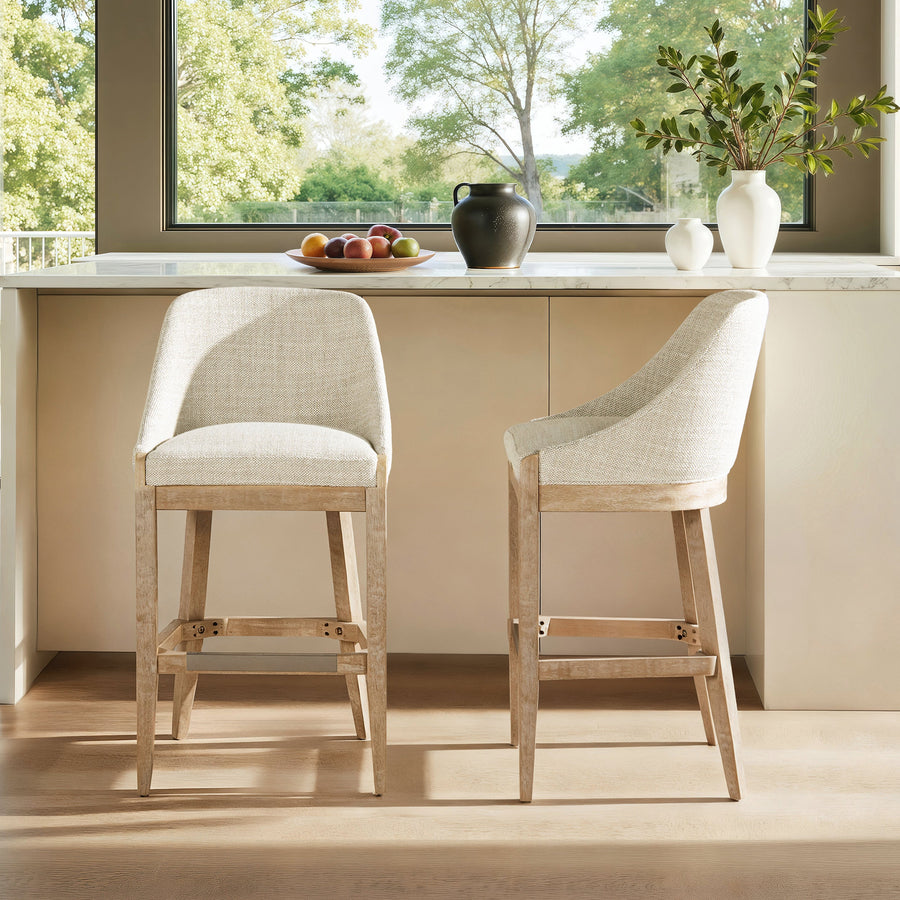 Newport Curved-Back Upholstered Bar Stool — 30.5 in Seat