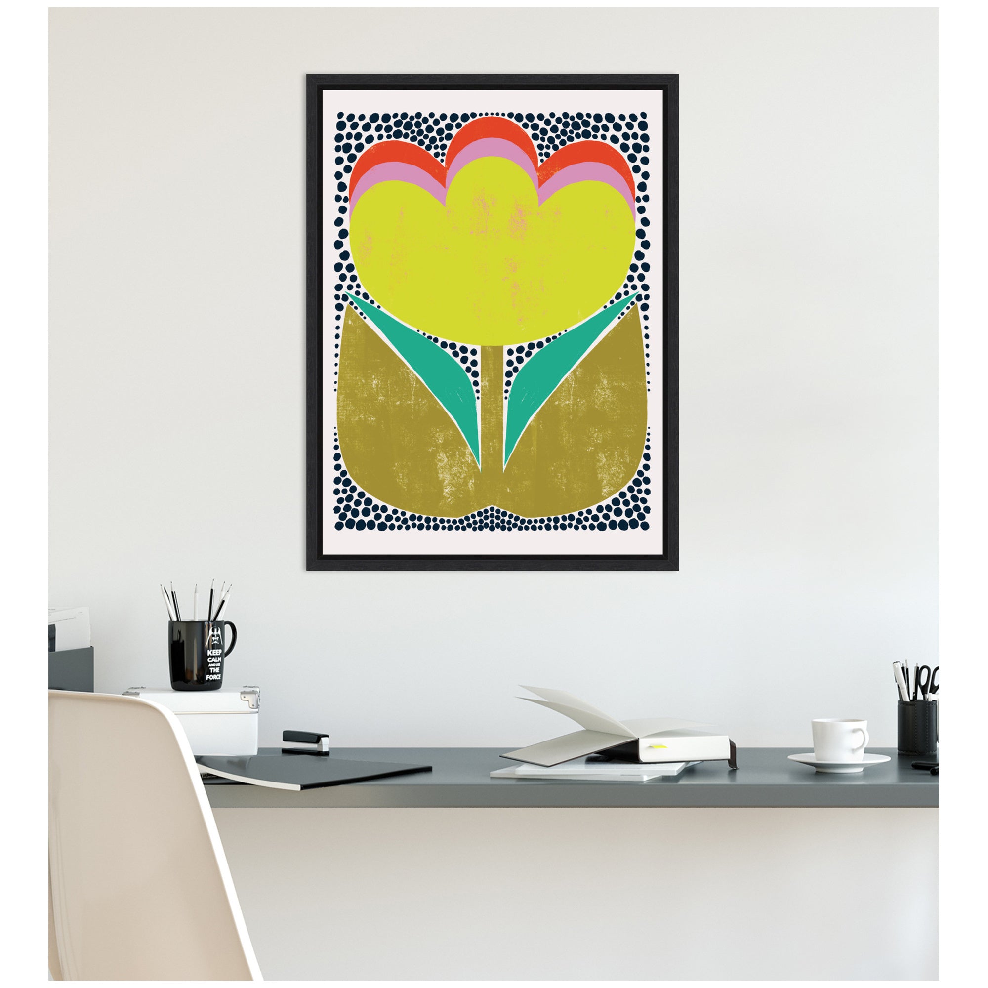 Triple Bloom by Hannah Beisang Framed Canvas Wall Art Print