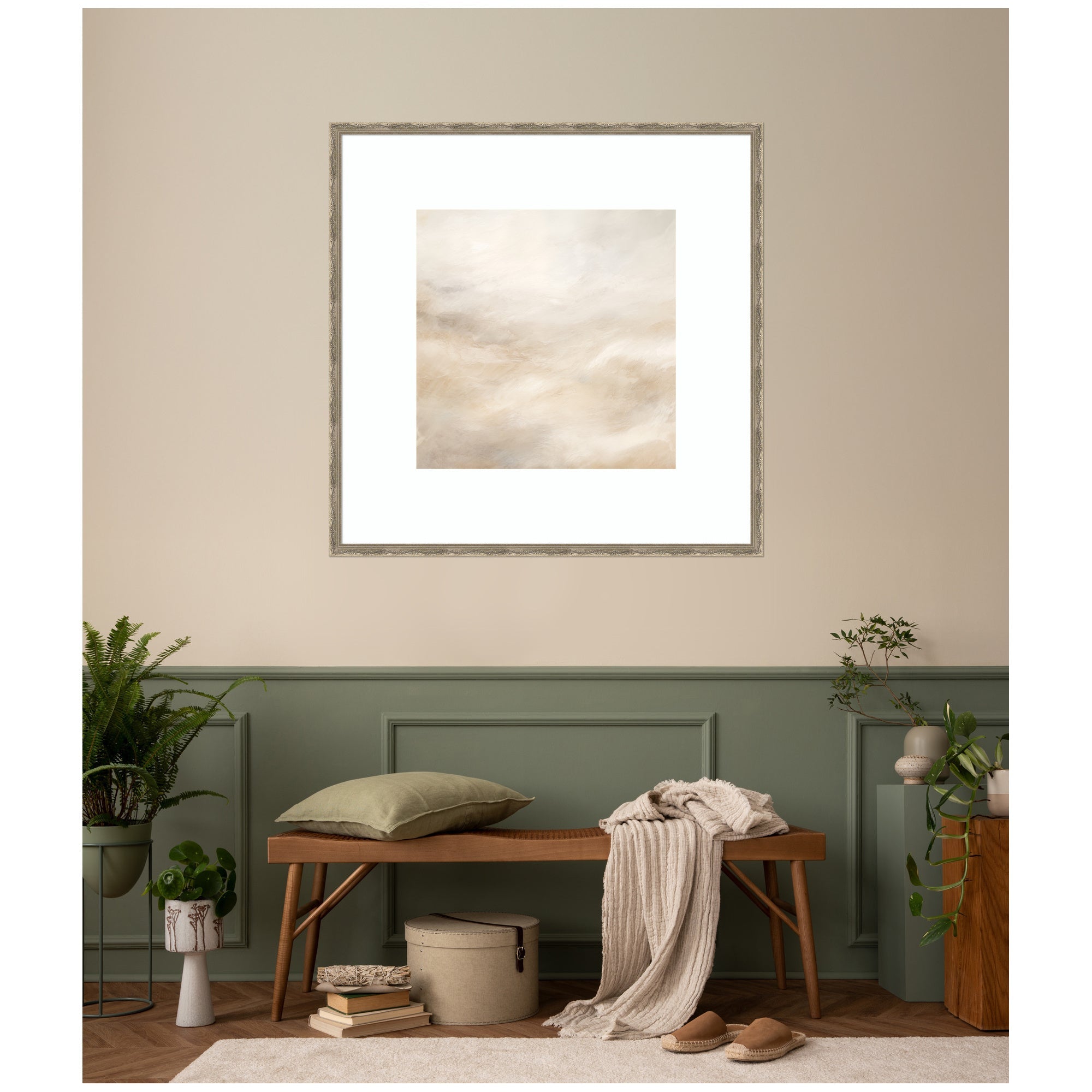 Tonal Abstract Textural White and Beige Light Natural Neutrals by The Creative Bunch Studio Framed Wall Art Print