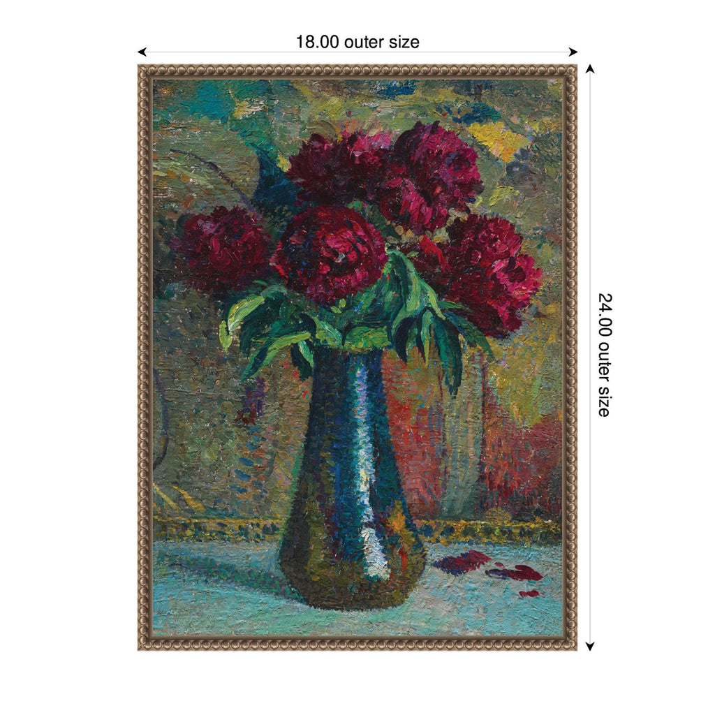 Pivoines rouges dans un vase Dalpayrat by Henri Martin by Nostalgia Prints Framed Canvas Wall Art Print