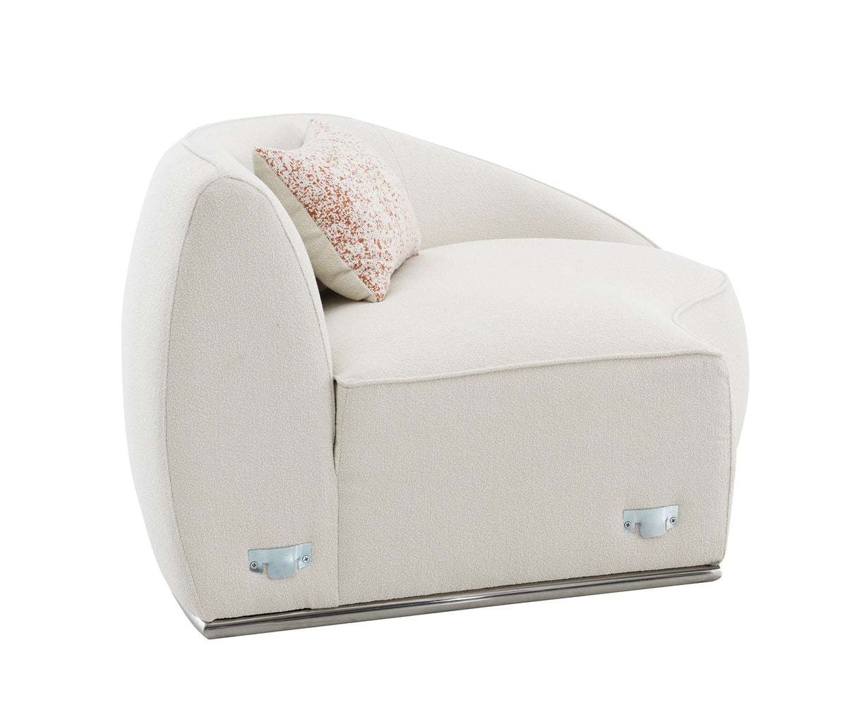 Bouclé Sectional Sofa with Stainless Steel Base — Beige