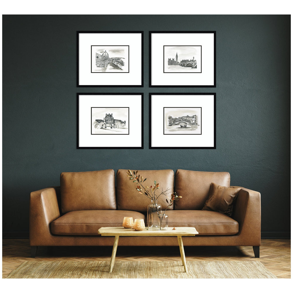 Vintage Europe — 4-Piece Framed Art Set