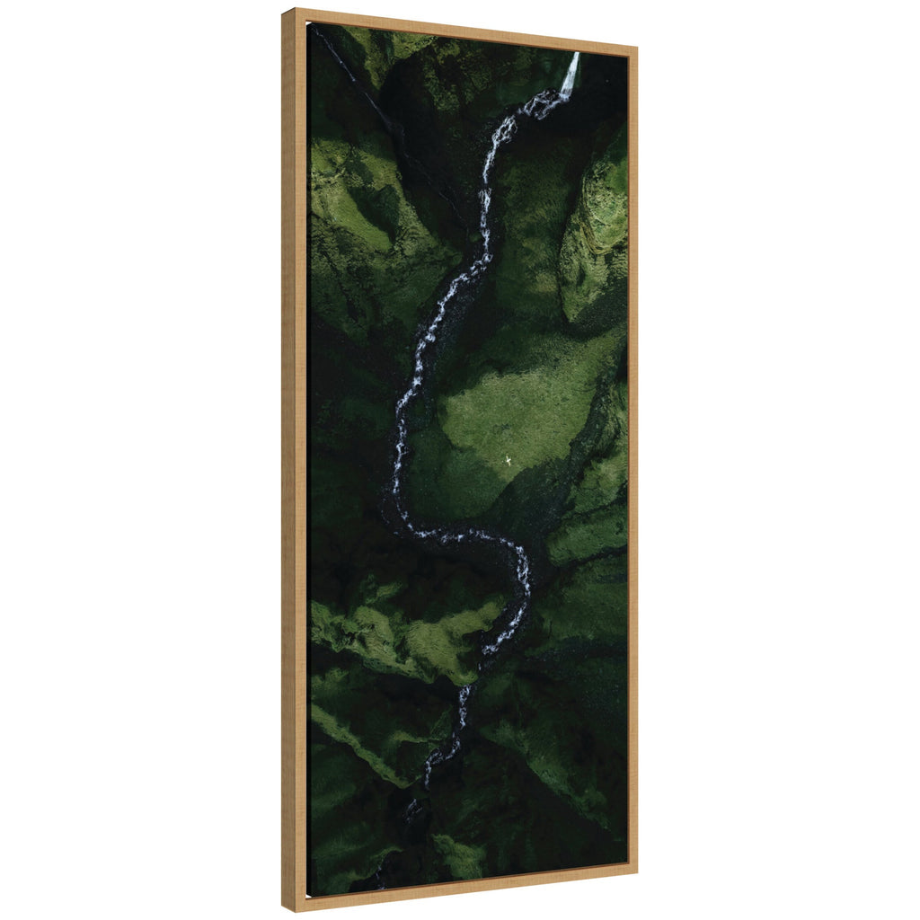 Sylvie Aerial View of a Winding River in a Green Valley in Iceland Framed Canvas by Michael Schauer