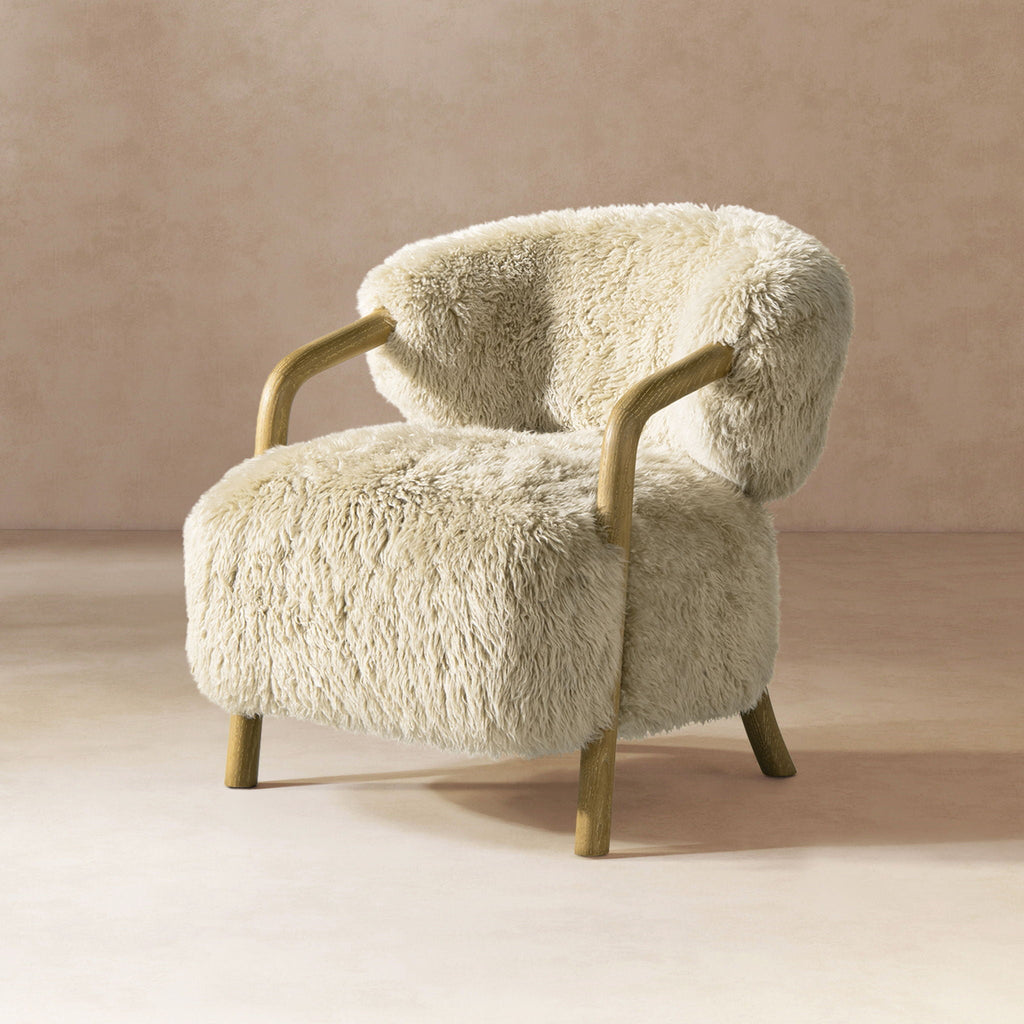 Becker Oak & Sheepskin Accent Chair — Taupe