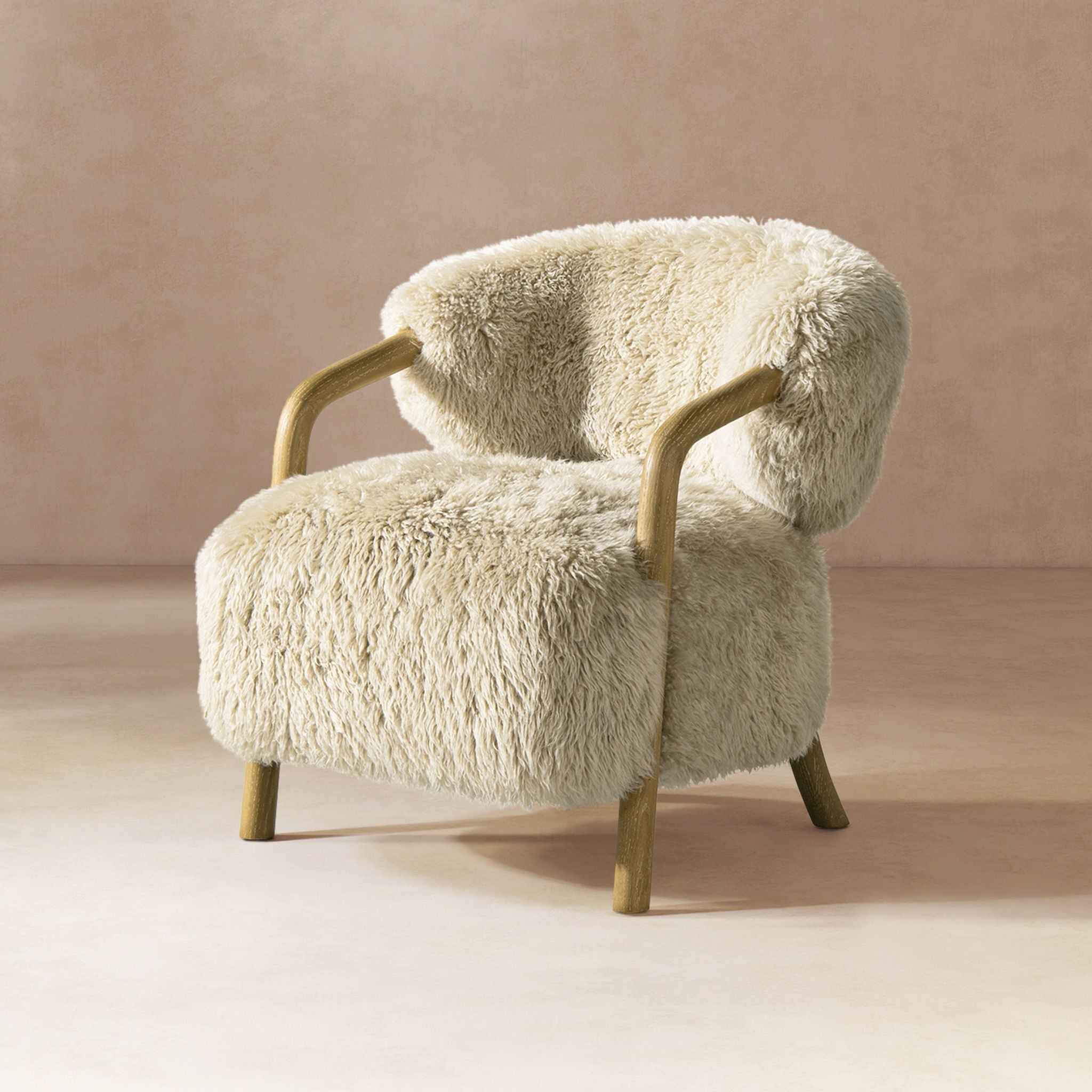 Becker Oak & Sheepskin Accent Chair — Taupe