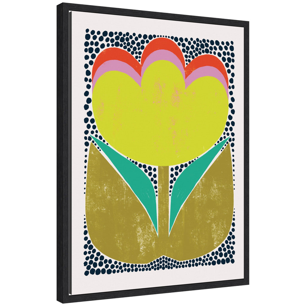 Triple Bloom by Hannah Beisang Framed Canvas Wall Art Print