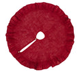 Amy's HomeGoods Holiday Décor Ruffle Trim Jute Burlap Xmas Tree Skirt (Red, 53" Round Tree Skirt)