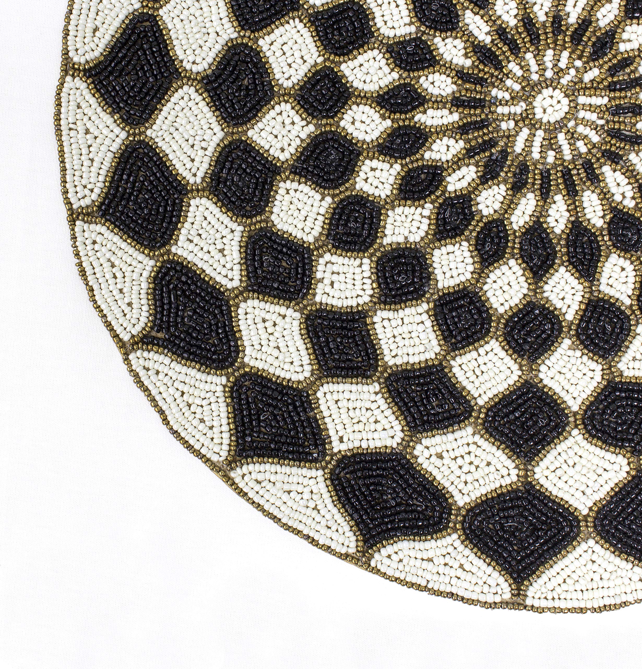 Fennco Styles Elegant Hand Beaded Design Round Placemat - 1 Piece (15" Round)