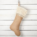 Fennco Styles Fringe Button Design Decorative Jute Christmas Stocking -13"x19"