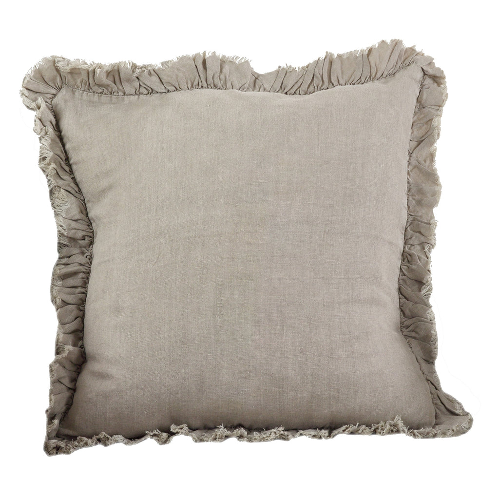 Fennco Styles Elegant Ruffled Design 100% Linen Decorative Throw Pillow 20 x 20 Inch - 3 Colors