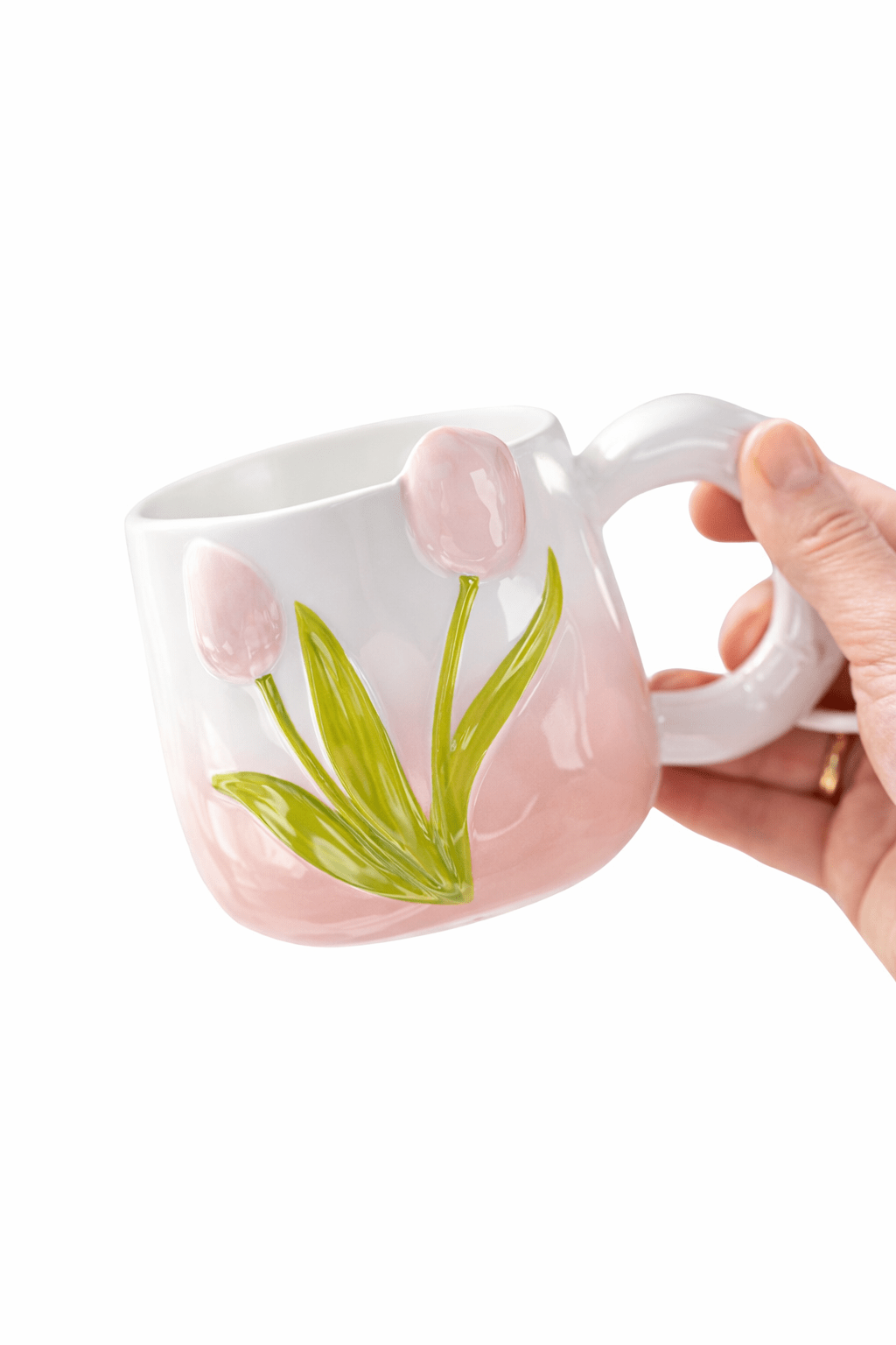 Hand-Painted 3D Tulip Ceramic Mug — 400 ml