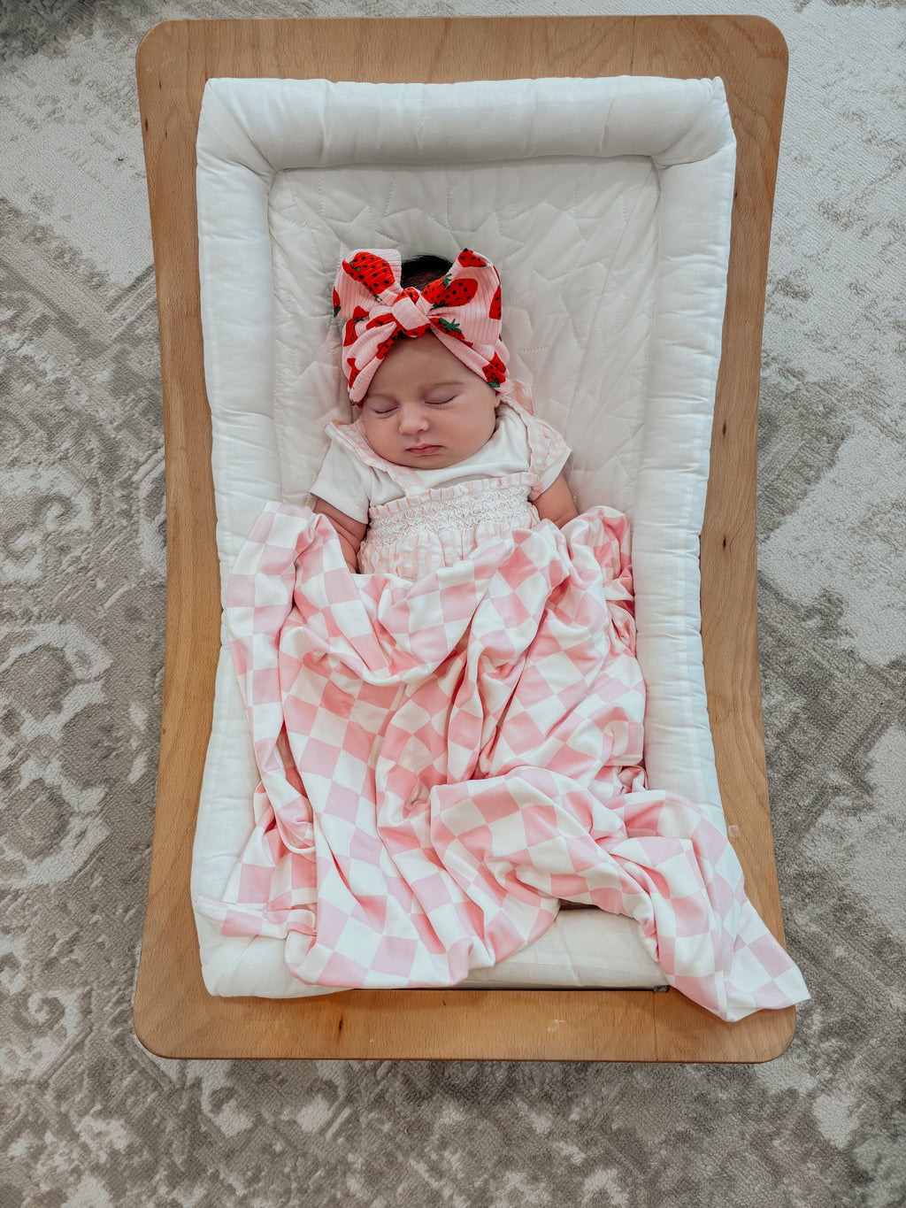 Pink & White Checkered Stretch Swaddle