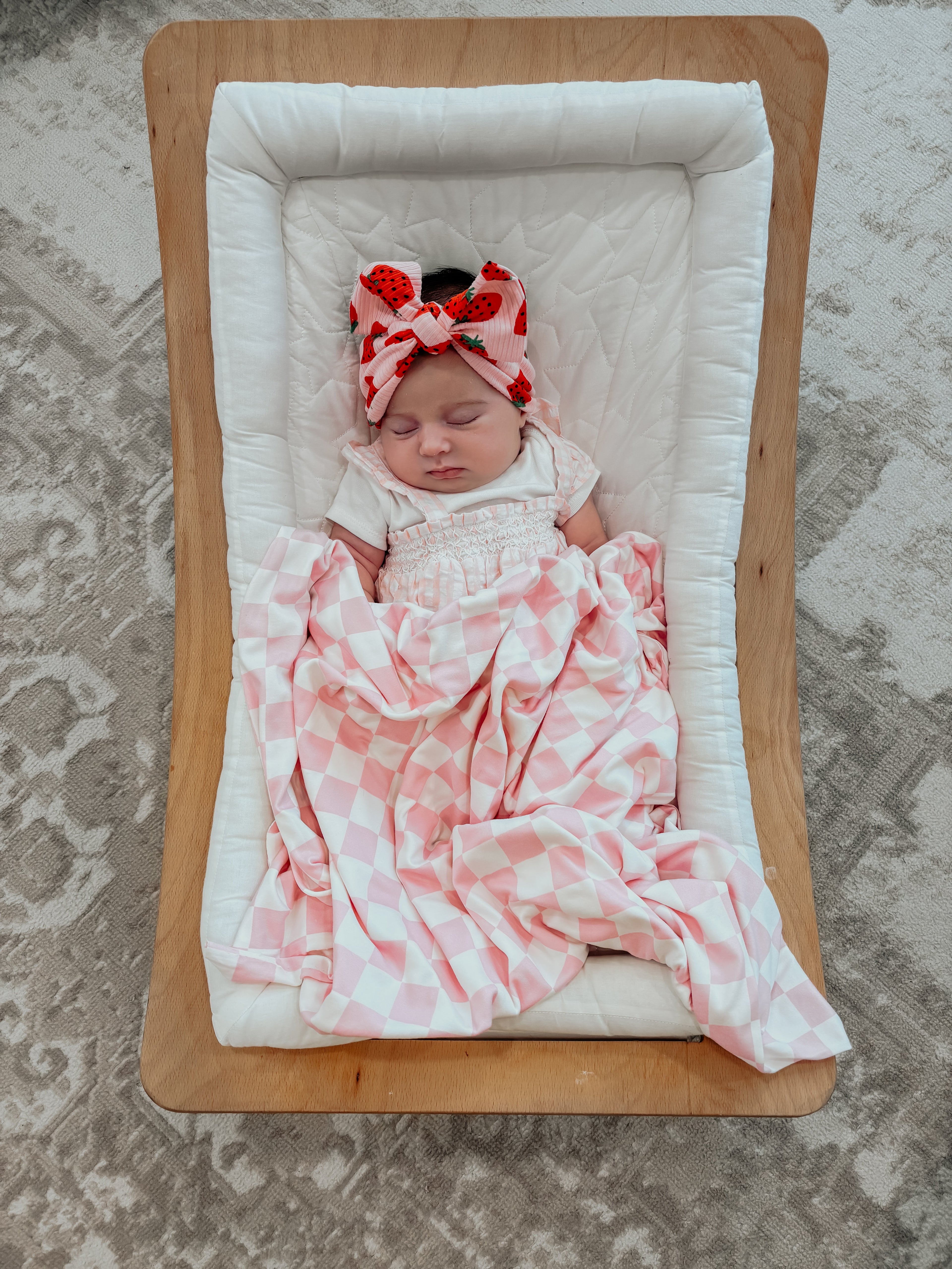 Pink & White Checkered Stretch Swaddle