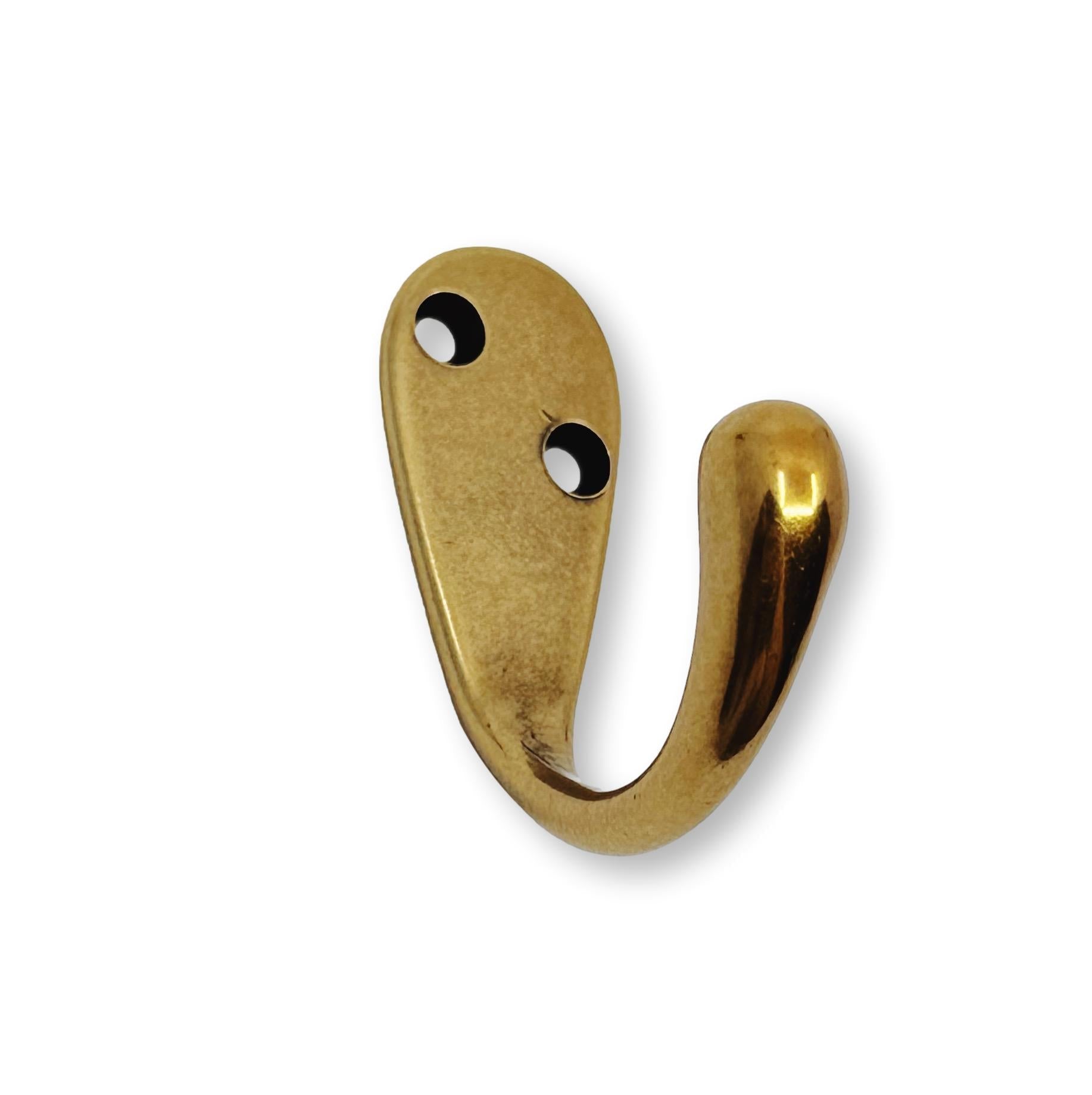 Antique Brass "Capri" Single Modern Wall Hat and Coat Hook