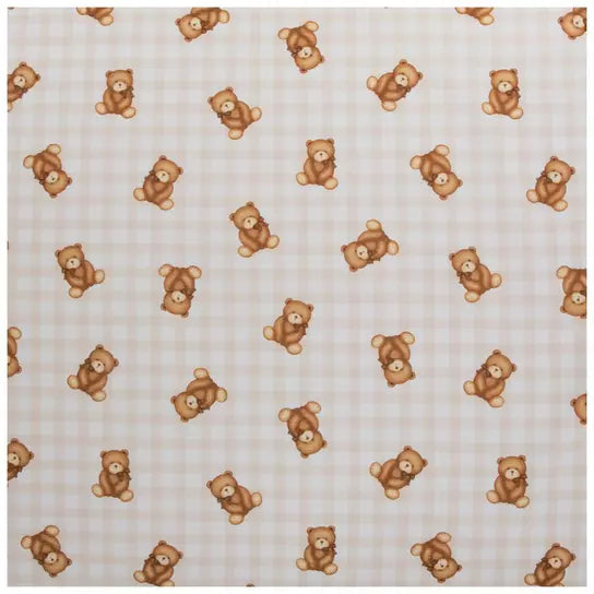 Beige Teddy Gingaham Changing Pad Cover