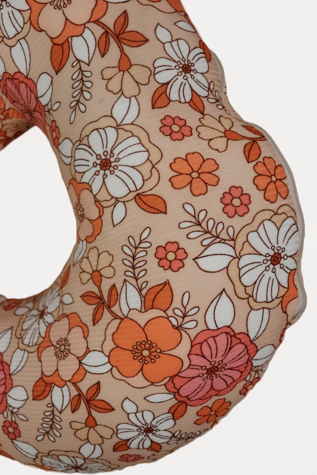 Peach Pink Floral Nursing Pillow Cover