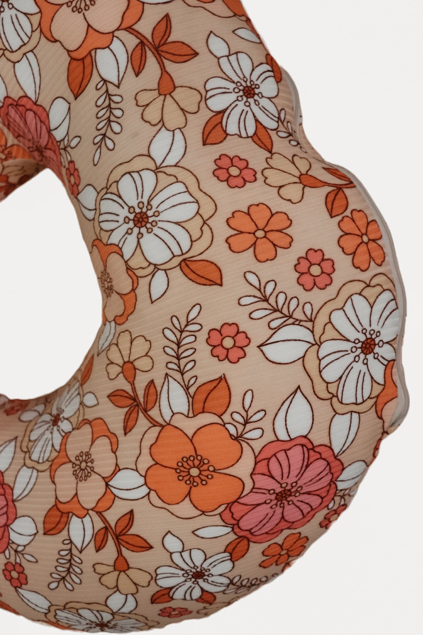 Peach Pink Floral Nursing Pillow Cover