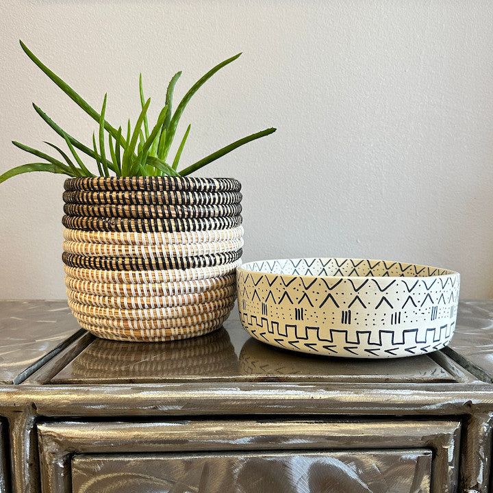 Mud Cloth Natural Soapstone Bowl - 8"