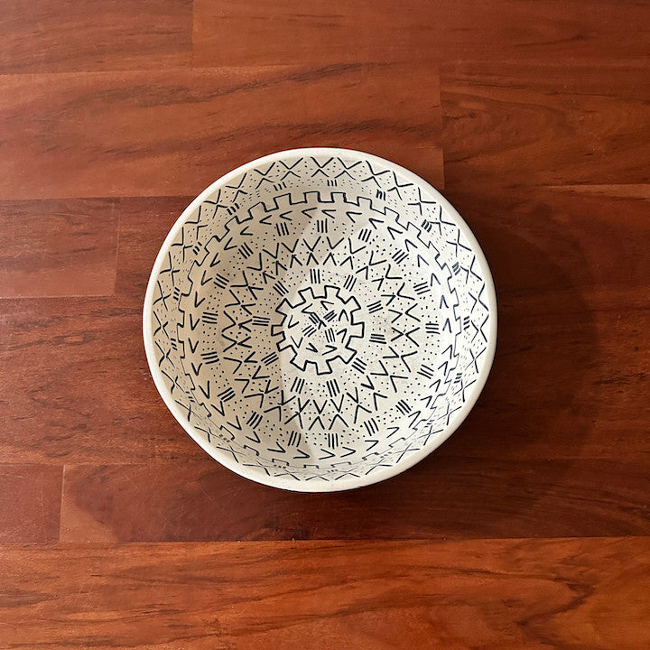 Mud Cloth Natural Soapstone Bowl - 8"