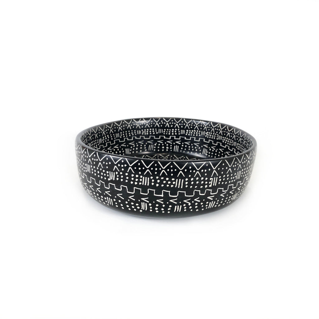Mud Cloth Black Bowl - 8"