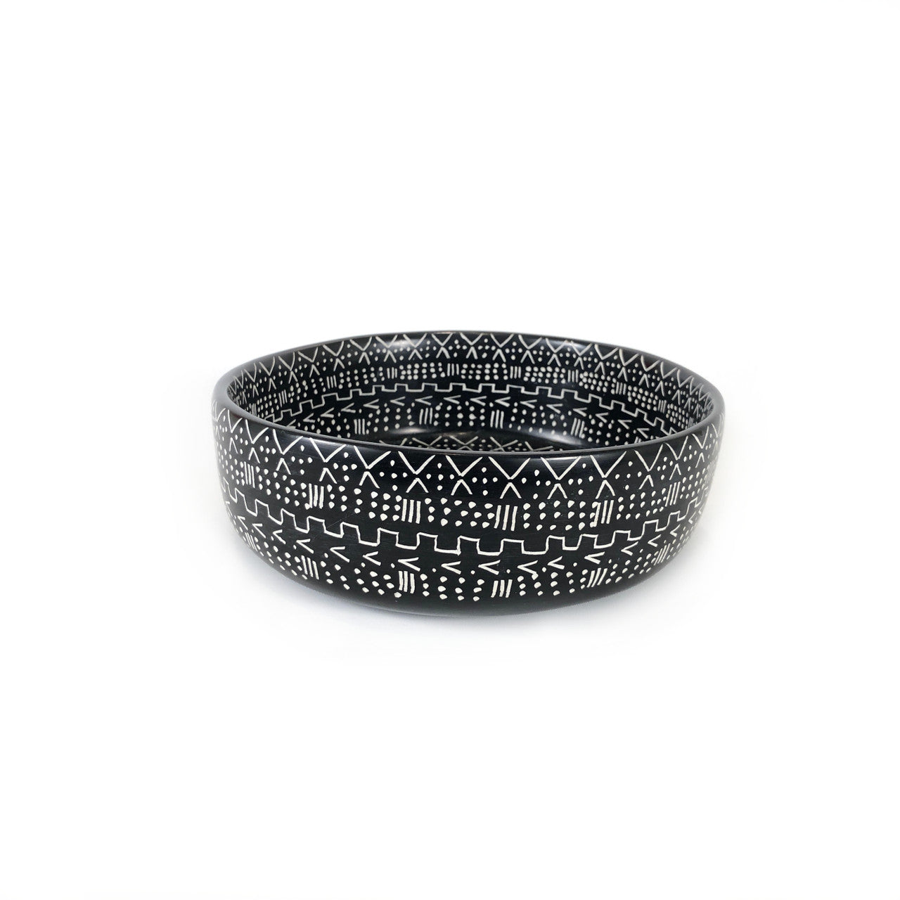 Mud Cloth Black Bowl - 8"