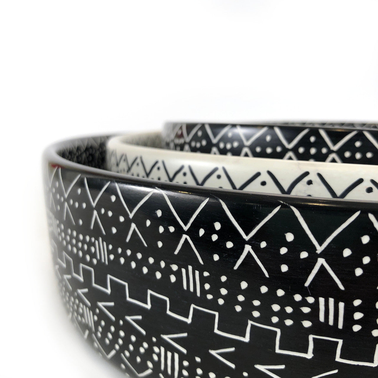 Mud Cloth Black Bowl - 12"