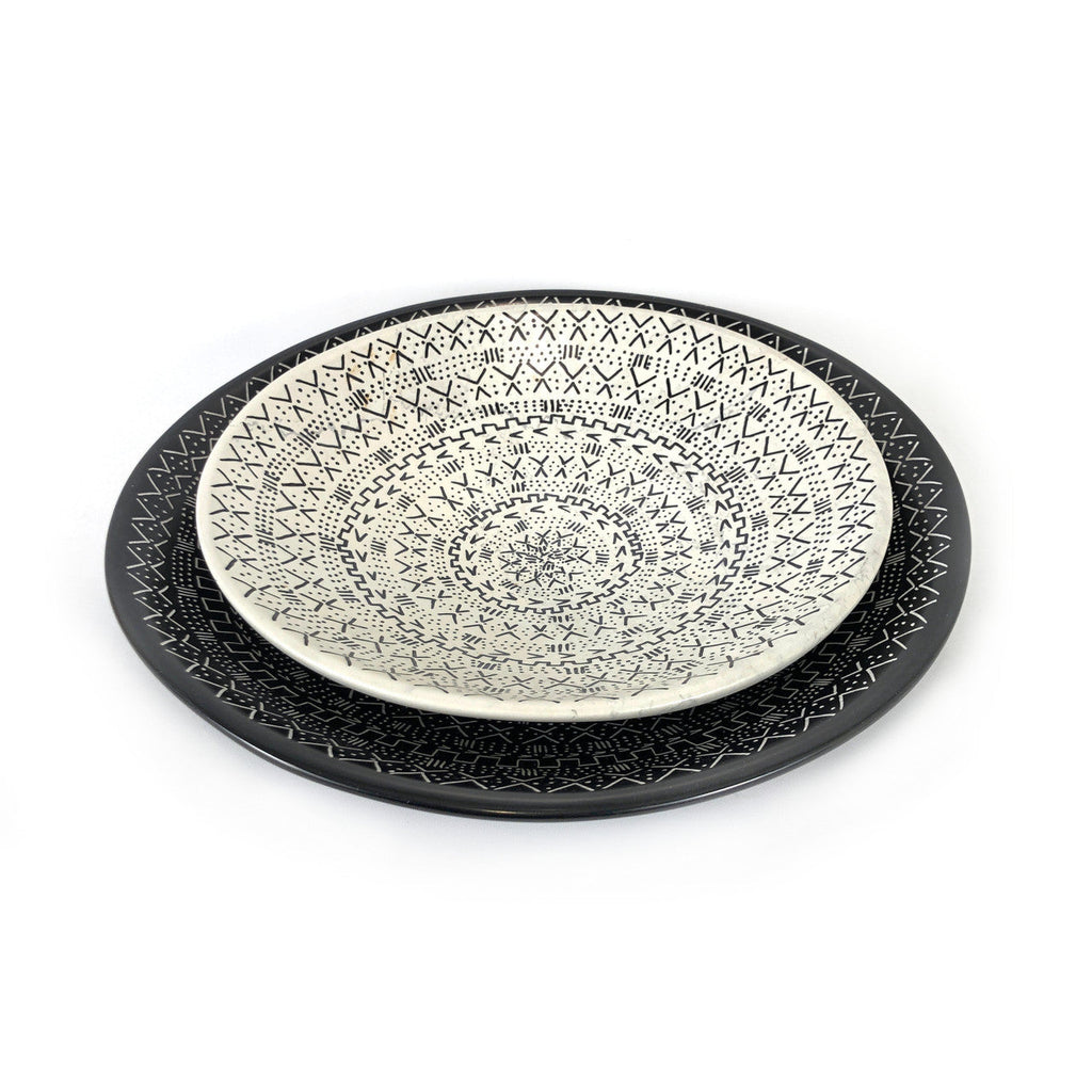 Mud Cloth Natural Platter - 10"