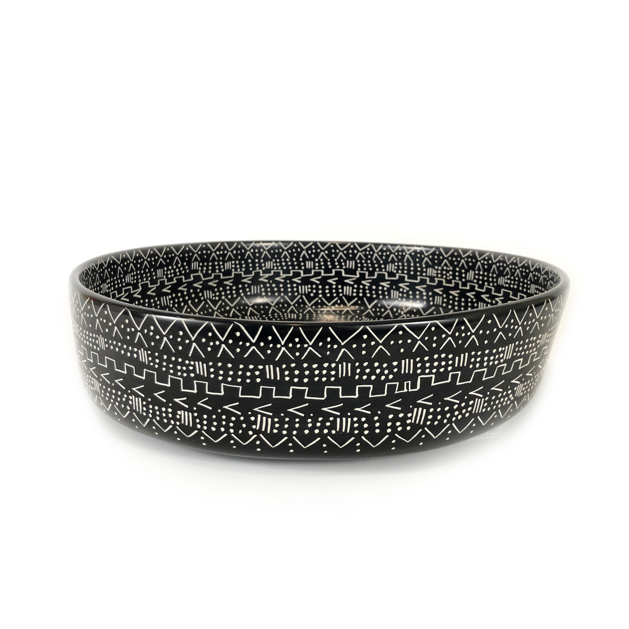 Mud Cloth Black Bowl - 12"