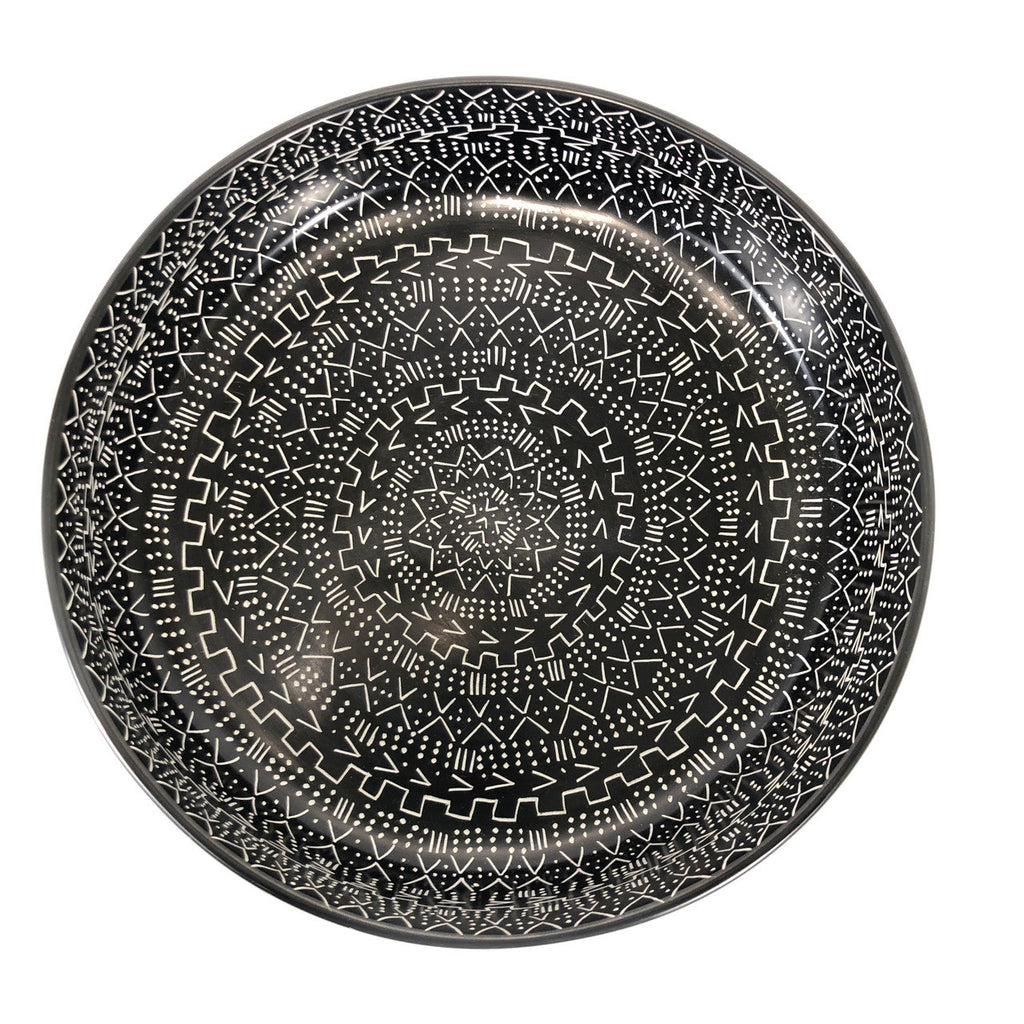 Mud Cloth Black Bowl - 12"