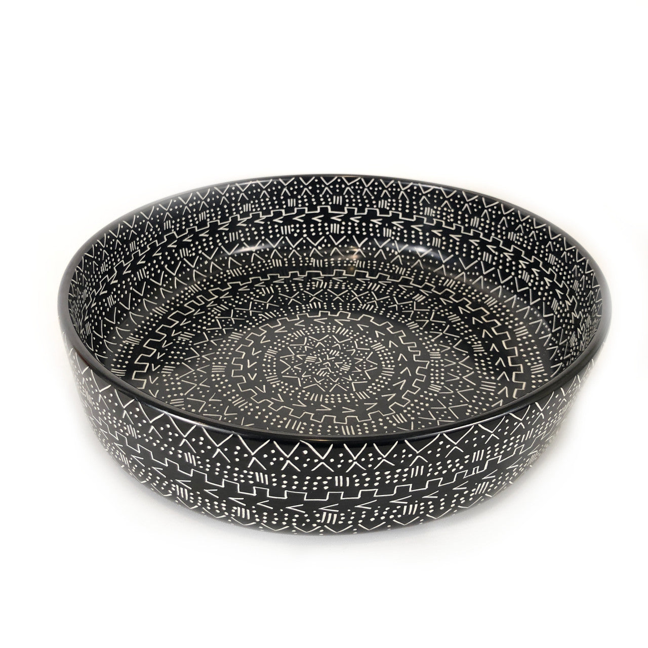 Mud Cloth Black Bowl - 12"
