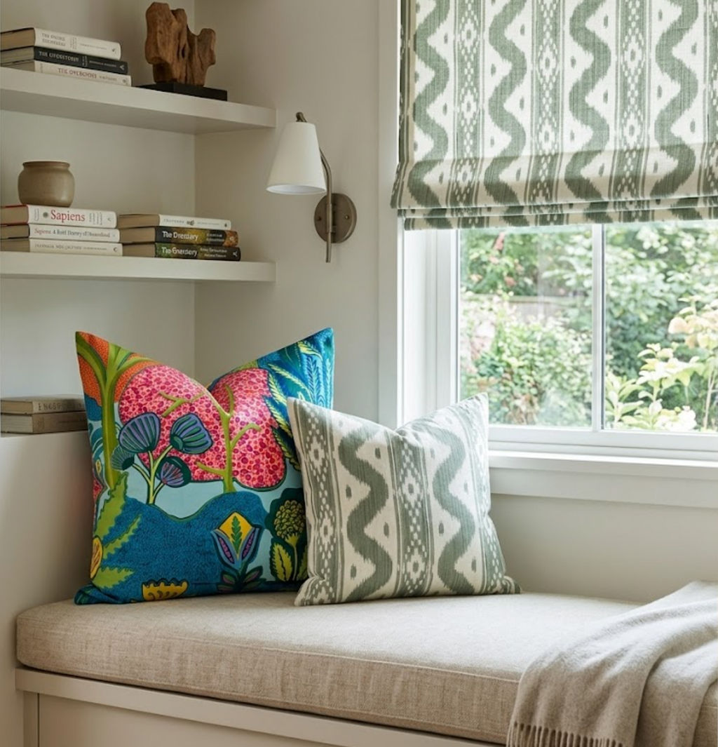 Albero Pillow Cover in Blue, Thibaut Pillows