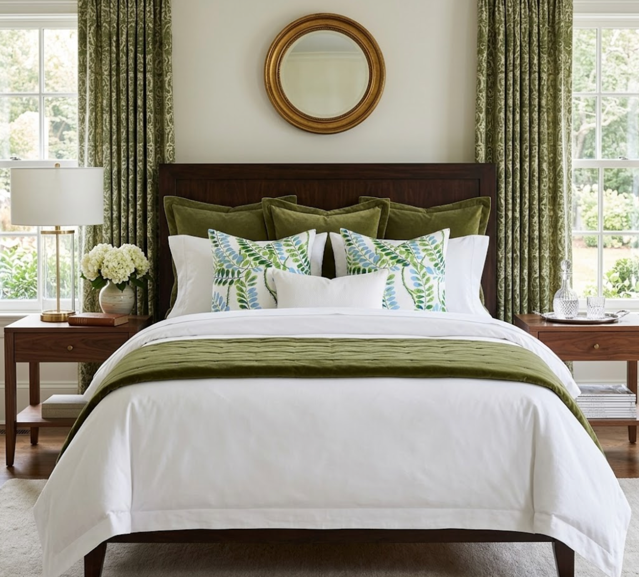 Augusta Pillow Cover in Blue Green, Thibaut Pillows
