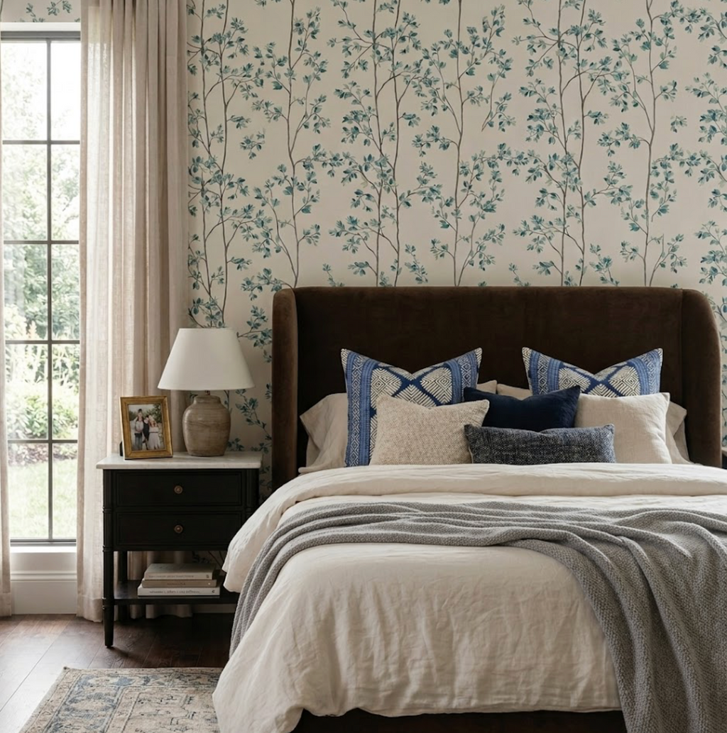 Austin Pillow Cover in Navy Blue, Thibaut Pillows
