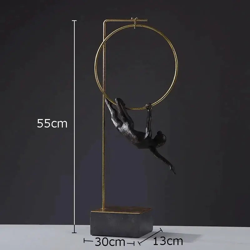 Abstract Acrobat Hanging Ring Sculpture