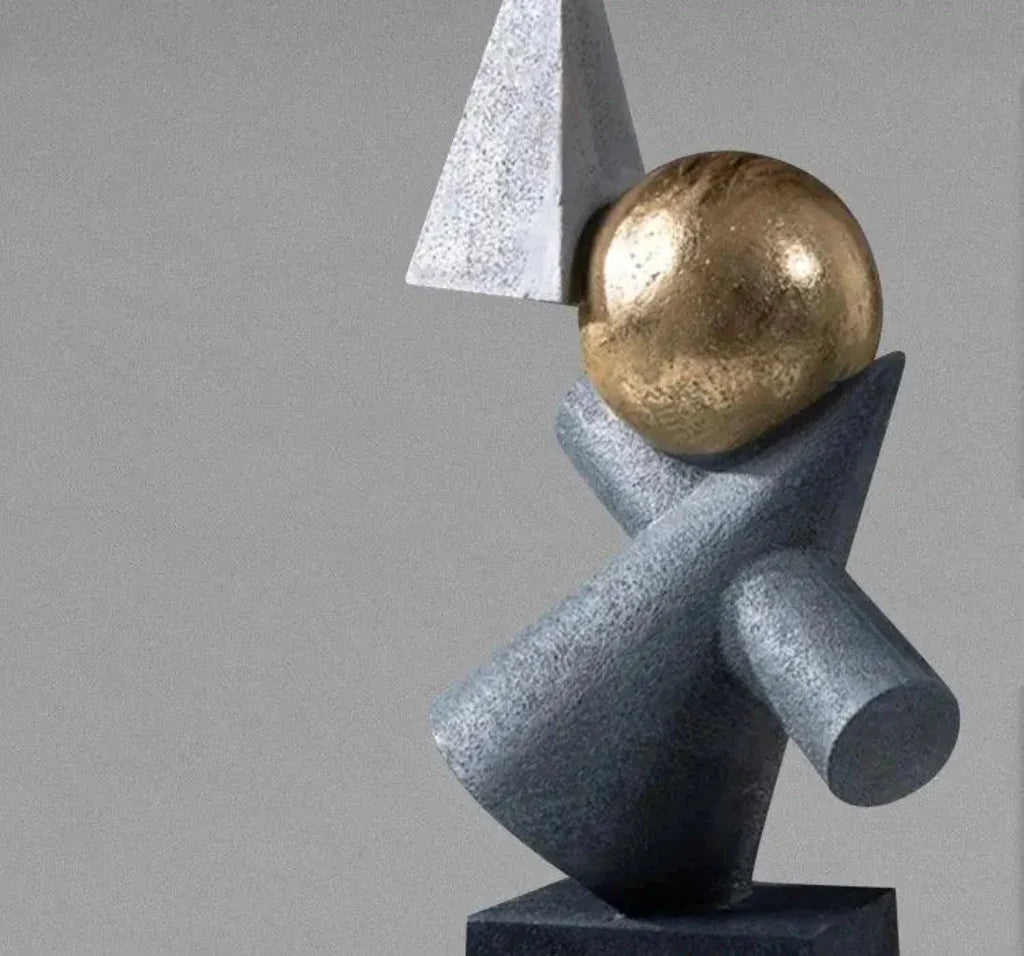 Abstract Geometric Sculpture Gold Leaf Accents for Your Living Room