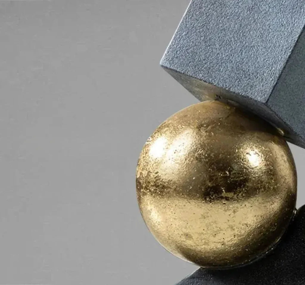 Abstract Geometric Sculpture Gold Leaf Accents for Your Living Room