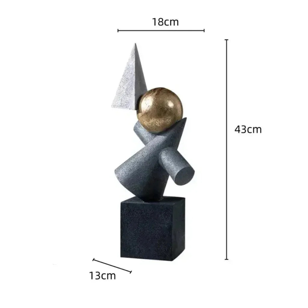 Abstract Geometric Sculpture Gold Leaf Accents for Your Living Room