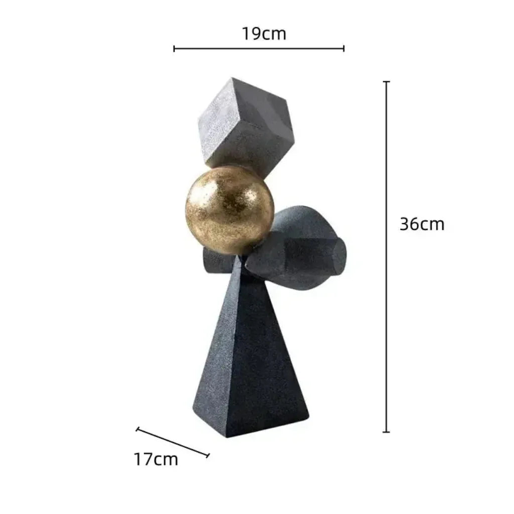 Abstract Geometric Sculpture Gold Leaf Accents for Your Living Room