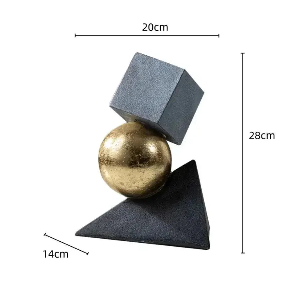 Abstract Geometric Sculpture Gold Leaf Accents for Your Living Room