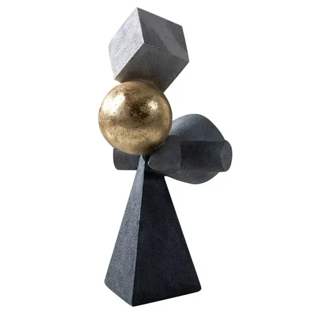 Abstract Geometric Sculpture Gold Leaf Accents for Your Living Room