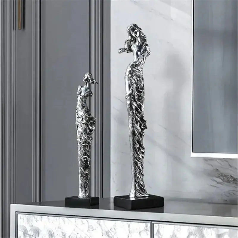 Abstract Girl Electroplated Resin Sculpture